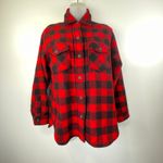 Lands' End  Buffalo Check Wool Shirt Vintage Red Black Plaid Heritage Americana Photo 6