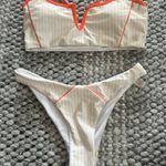 Romwe  Yellow Striped Bikini with Orange Trim Photo 0