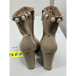 Bamboo Womans  Namaste Ankle Boots Size 7 Beige Side Zip Heel Pearl Accent Lined Photo 4