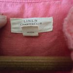 Charter Club Luxury Linen Pink Top Embroidered Beaded Button Up Women's Small Photo 3