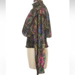 Lavender Brown Paisley & Floral Smocked Blouse with Mandarin Collar Size Large L Photo 4