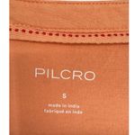 Pilcro Anthropologie Long-Sleeve Babydoll Top Light Orange Gingham Size Small Photo 3