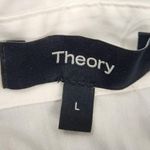 Theory Woven Combo Vest Shirt in Navy & White Size Large NWT Sweater Photo 8