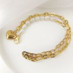 Pearl Beads Heart Pendant Gold Necklace Photo 4