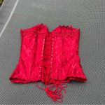 Frederick's of Hollywood Strapless Fredericks‎ Of Hollywood Corset Size 36 Lace Up Cincher Red Burlesque Photo 5