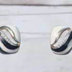 Vintage Stud Earrings For Pierced Ears Cream, Black, Clear Gem Black Photo 0