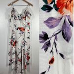 By & By Floral Print Maxi Dress Ruffle Cold Shoulder White Casual Size 15 Summer Photo 1