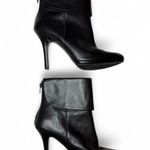 Ralph Lauren Leola Cuffed Black Leather Pointy Toe Zipper Stiletto Size 8.5 Photo 2