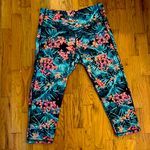 Old Navy  Pink and Green Floral Leggings Vibrant Stretchy Bottoms Photo 0