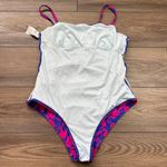 Cupshe Square Neck Ruched One-Piece Swimsuit Womens Size Large Pink Floral FLAW Photo 5