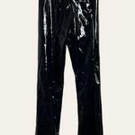 Good American  NEW Black Vinyl Pull-On Flare Leg High Waisted Pants Size 2 Photo 1