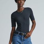 Everlane Black The Short-Sleeve Crew Neck Bodysuit Size XXS First XS NWOT Photo 2