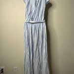 Peppermint Blue/White Striped Sleeveless Jumpsuit Women's Small Photo 3