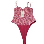 ZARA  Size M Floral Corset Bodysuit‎ Hot Pink Microfloral Coquette Feminine NWT Photo 2