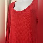 Free People  Thermal Waffle Knit Boho Shirt Long Sleeves Stretchy Salmon Pink Sm Photo 1