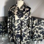 Source Unknown Elegant Black, cream, & green camouflage Long Sleeve Dress Photo 12