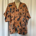 Topshop 8 Chateau Femme Print Satin Peach Kimono Jacket Topper Floral Photo 0