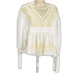 Anthropologie Liv Los Angeles Ivory Embroidered Empire Waist Shirt Size L Yellow Size L Photo 1