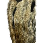 Merona Tan/Cream/Gray Faux Fur Fully Lined Open Front Vest- SZ. Small Warm Cozy Photo 0