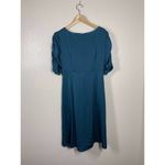 Nanette Lepore  6 Satin Draped Dress Forest Ruched Sleeves NEW Photo 4