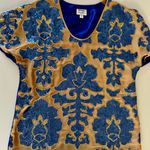 Neiman Marcus Tracy Reese New York Women Sequin Blouse Blue Tan Sz M Brand New Photo 6
