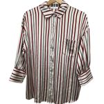 ANINE BING Mia Silk Striped Buttoned Cuffs Blouse Photo 2