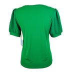 CeCe NWT  Green Dotted Puff Sleeve Mixed Media Stretch Blouse Top Size XS Photo 7