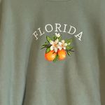State of Mine  Womens Large Green Florida Orange Blossom Embroidered Sweatshirt Photo 3