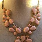 Vintage Pink Peachy cabochon Gold tone Statement chunky Necklace Western Piece Photo 3