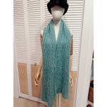 Womens Knitted Scarf Handmade Eyelash Fuzzy Fabric Super Soft in Aqua Blue Photo 4