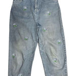 Vintage The Quacker Factory Blue Jeans Womens Size 10 Floral Embroidered Cotton Photo 0