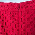 J.Crew The Pencil Skirt Size 4 Red Eyelet 100% Cotton Cotton Lined Embroidered Photo 4