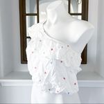 Hippie Rose  Tiered One Shoulder Top Red Blue Hearts NWT Photo 2