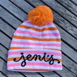 Jeni’s ice cream Striped Pink and Orange Beanie with Pom Pom Photo 0