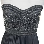 Alice + Olivia Strapless Beaded Pleated Gown Black Women’s Size 6 Formal Evening Photo 5