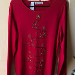 Max & Lily large red long sleeve blouse Christmas tree sequins beads holiday Photo 0