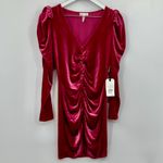 Leith  Velvet Ruched Long Sleeve Mini Dress Fuschia Pink Size Medium Photo 3
