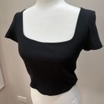 Wild Fable Ribbed Black Crop Photo 0