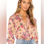 Free People  Womens Top Coral Hold On To Me Floral Button Shirt  Size S Photo 0