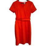 J.Crew  Short Sleeve Belted V Neck Sheath Midi Dress Lined Back Zip Up 6 Orange Photo 13