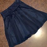 Black knee length skirt with sequin waistband and sheer overlay Photo 0