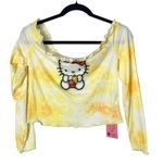 Hello Kitty SHEIN X  Yellow Tie Dye Ruffle Cropped Long Sleeve Top 0X Photo 1