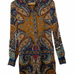 Guess by Marciano  100% Silk Dress S Paisley Drop-Waist Blouson Mini Boho Y2K Photo 0