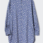 Uniqlo Cotton Silk Long-Sleeve Tunic in Blue Floral Photo 0