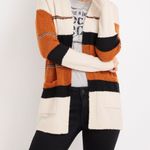 Maurice's White Orange & Black Striped Slouchy Knit Cardigan Photo 0