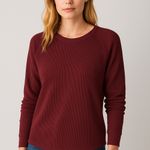 Faherty Legend Waffle Crew Long Sleeve Top Burgundy Wine Photo 0