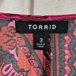 Torrid  Red Print Chiffon Gauze Hanky Hem Midi Kimono Sz.3 Photo 7