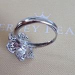 Jersey Pearl Iridescent Dark Pearl Silver Tone Metal Flower Adjustable Ring Photo 2