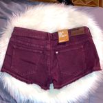 H&M NWT  Denim Mini Shorts Burgundy Size 8 Photo 1