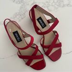 Like New Van Eli Block Heel Cross Strap Patent Leather Sandal Cherry Red 9.5B Size 9.5 Photo 1